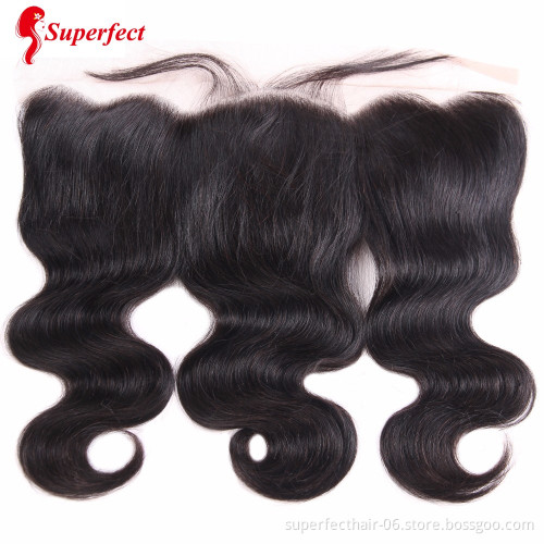 Wholesale illusion Lace Frontal Vendor 13x4 Silky Straight Indian Human Remy Hair Lace Frontal Closure With Baby Hair